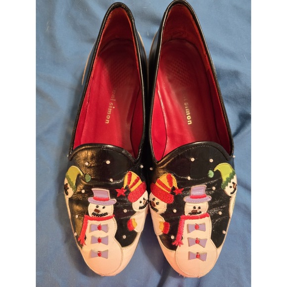 Michael Simon Shoes - Michael Simon Decorative Snowman Themed Flat Loafers Womens 6.5M